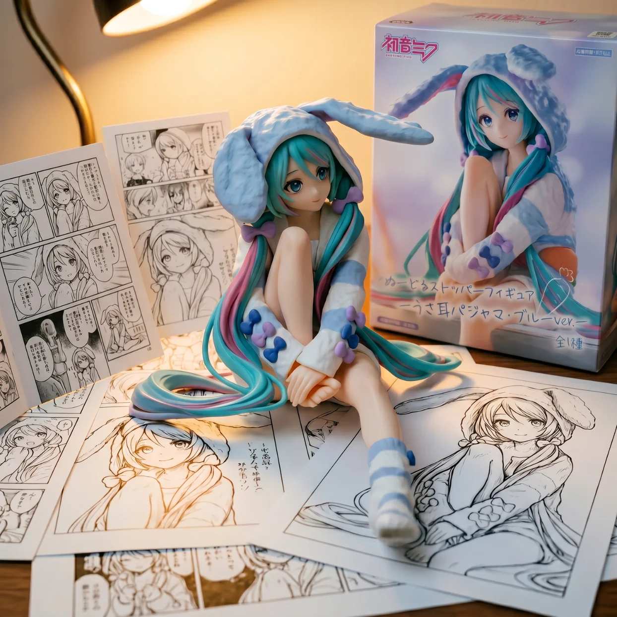 初音未来 兔耳睡衣 蓝色-12CM