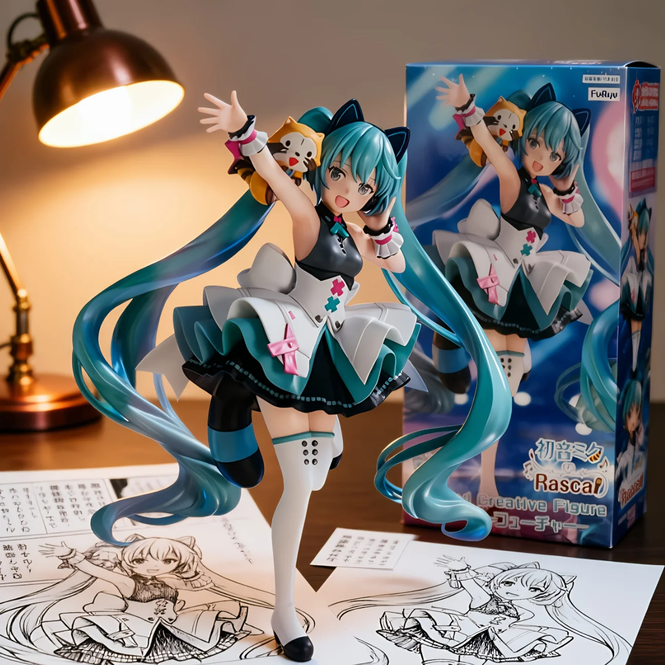初音未来 FURYU 初音未来 浣熊方块-17CM