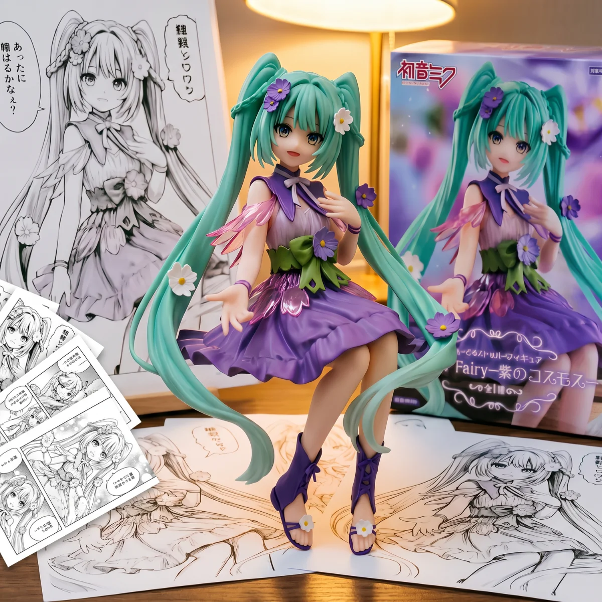 初音未来 泡面压 紫色波斯菊仙子-14CM